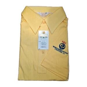 Vintage 80s M Di Fini Originals Golf Shirt NEC World Series Firestone CC Yellow